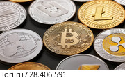 Set of a coin of crypto currency on a dark background. Business, finance and technology concept. Стоковое фото, фотограф Ярослав Данильченко / Фотобанк Лори