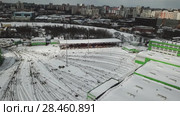 Электродепо "Лихоборы" в Москве с коптера. Стоковое видео, видеограф Кузнецов Максим / Фотобанк Лори