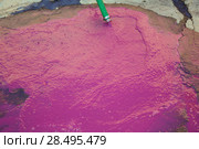 Wine vinasse rich in tartaric acid in magenta pink color cleaning the dregs of barrels. Стоковое фото, фотограф Tono Balaguer / Ingram Publishing / Фотобанк Лори