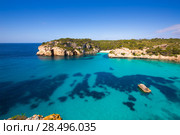 Cala Macarella and Macarelleta Ciutadella in Menorca Mediterranean Balearic islands. Стоковое фото, фотограф Tono Balaguer / Ingram Publishing / Фотобанк Лори