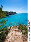 Cala Macarella Ciudadela Menorca turquoise Mediterranean sea in Balearic islands. Стоковое фото, фотограф Tono Balaguer / Ingram Publishing / Фотобанк Лори