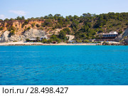 Ibiza Cala dHort d Hort view from boat in Balearic Islands. Стоковое фото, фотограф Tono Balaguer / Ingram Publishing / Фотобанк Лори