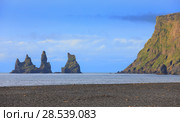 Famous Reynisdrangar cliffs at south coast of Iceland (2017 год). Стоковое фото, фотограф Алексей Кузнецов / Фотобанк Лори