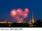 Санкт-Петербург. Салют в честь гдня города. 27.05.18 (2018 год). Стоковое фото, фотограф Литвяк Игорь / Фотобанк Лори