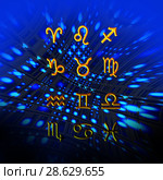 Twelve symbols of the zodiac. Space horoscope. Стоковая иллюстрация, иллюстратор ElenArt / Фотобанк Лори