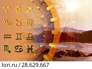 Twelve symbols of the zodiac. Space horoscope. Стоковая иллюстрация, иллюстратор ElenArt / Фотобанк Лори