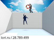 Businessman saving colleague with lifebuoy. Стоковое фото, фотограф Elnur / Фотобанк Лори