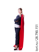 Superhero woman isolated on white background. Стоковое фото, фотограф Elnur / Фотобанк Лори