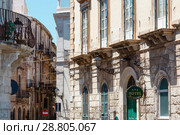 Ortigia street view, Syracuse, Sicily, Italy. (2016 год). Редакционное фото, фотограф Юрий Брыкайло / Фотобанк Лори