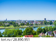 Strasbourg and Passerelle des Deux Rives from Kehl (2017 год). Стоковое фото, фотограф Сергей Новиков / Фотобанк Лори
