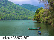 The Phewa lake in Pokhara, Nepal (2018 год). Стоковое фото, фотограф Валерий Смирнов / Фотобанк Лори