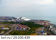 Sochi, Russia - May 29. 2018. View from above on Imeretinskaya Bay and Olympic Park. Редакционное фото, фотограф Володина Ольга / Фотобанк Лори