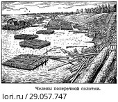 Челены поперечной сплотки. Лесосплав. Стоковая иллюстрация, иллюстратор Макаров Алексей / Фотобанк Лори
