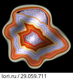 Agate. Precious stone, gemstone, mineral. Section of druses. Vector illustration. Texture of layers of stone. Geology, mining, science, jewelry. Стоковая иллюстрация, иллюстратор Юлия Фаранчук / Фотобанк Лори