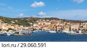 Seaside view of La Maddalena ton on Maddalena island of Caprera, Sardinia, Italy. Стоковое фото, фотограф Matej Kastelic / Фотобанк Лори