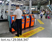 Sochi, Russia - June 6. 2018. Aeroflot self-registration terminal in international airport Adler. Редакционное фото, фотограф Володина Ольга / Фотобанк Лори