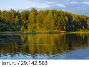 Закат над Бугровским водохранилищем. Пушкинские горы (2018 год). Редакционное фото, фотограф Марина Володько / Фотобанк Лори