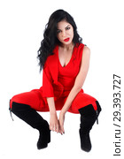 Woman in a bright red suit. Стоковое фото, фотограф Art Konovalov / Фотобанк Лори