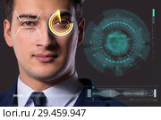 Concept of sensor implanted into human eye. Стоковое фото, фотограф Elnur / Фотобанк Лори