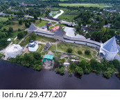 Панорама территории Ладожской крепости-музея (Старой Ладоги). Староладожская крепость. Ленинградская область (2018 год). Стоковое фото, фотограф Кекяляйнен Андрей / Фотобанк Лори