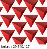 Red abstract simple 3D triangles seamless pattern. Abstract colorful triangles background. Стоковая иллюстрация, иллюстратор Николай Чутчиков / Фотобанк Лори