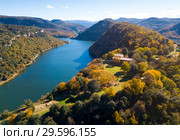Aerial view of Ter river, Catalonia (2018 год). Стоковое фото, фотограф Яков Филимонов / Фотобанк Лори
