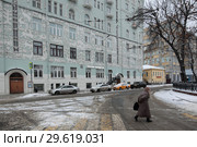 Москва, дом № 14, улица Чистопрудный бульвар зимой (2018 год). Редакционное фото, фотограф Дмитрий Неумоин / Фотобанк Лори