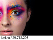 Close up view of face with multicolored makeup. Стоковое фото, фотограф Людмила Дутко / Фотобанк Лори
