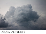 Dark stormy sky. Gloomy clouds. Overcast weather. Стоковое фото, фотограф Евгения Литовченко / Фотобанк Лори