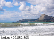 Пейзажи Крыма. Вид на гору Сокол и мыс Капчик из Судакской бухты (2018 год). Стоковое фото, фотограф ирина реброва / Фотобанк Лори