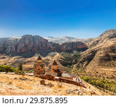 The medieval monastery of Noravank in Armenia. Was founded in 1205. Top view. (2018 год). Стоковое фото, фотограф Наталья Волкова / Фотобанк Лори