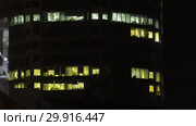 Город Екатеринбург ночью. Деловой центр. Yekaterinburg city at night. Downtown. (2019 год). Стоковое видео, видеограф Евгений Романов / Фотобанк Лори
