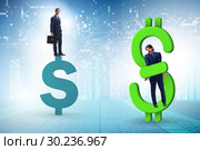 Businessman in dollar and debt concept. Стоковое фото, фотограф Elnur / Фотобанк Лори