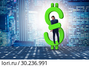 Businessman in dollar and debt concept. Стоковое фото, фотограф Elnur / Фотобанк Лори