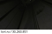 Шахта лифта. Движение лифта вверх. Часть 2. Elevator shaft. The movement of the Elevator up. Part 2. Стоковое видео, видеограф Евгений Романов / Фотобанк Лори