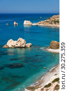 Petra tou Romiou or Aphrodite Rock Beach, one of the main attractions and landmarks of Cyprus island. (2018 год). Стоковое фото, фотограф Сергей Пристяжнюк (Serg Zastavkin) / Фотобанк Лори