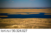 Landscape of Sudochye lake aka part of former Aral sea at Urga fishing village, Karakalpakstan, Uzbekistan (2017 год). Стоковое фото, фотограф Сергей Майоров / Фотобанк Лори