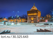 Дмитриевская башня Нижегородского кремля. Dmitrievskaya Tower of the Nizhny Novgorod Kremlin (2019 год). Редакционное фото, фотограф Baturina Yuliya / Фотобанк Лори