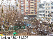Первоапрельский снегопад в Подмосковье (2019 год). Стоковое фото, фотограф Владимир Сергеев / Фотобанк Лори