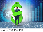 Businessman in dollar and debt concept. Стоковое фото, фотограф Elnur / Фотобанк Лори