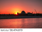 Sunset over Muhammad Imam Iyshan meshiti mosque, Nukus,Karakalpakstan,Uzbekistan (2017 год). Стоковое фото, фотограф Сергей Майоров / Фотобанк Лори