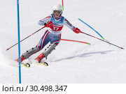 Горнолыжница Крюкова Дарья (Челябинская область). Чемпионат России по горнолыжному спорту, слалом (2019 год). Редакционное фото, фотограф А. А. Пирагис / Фотобанк Лори