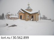 Церковь Георгия Победоносца в селе Верхняя Тойма. Россия, Архангельская область, Верхнетоемский район (2019 год). Стоковое фото, фотограф Яковлев Сергей / Фотобанк Лори