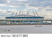 "Газпром Арена" на Крестовском острове. Санкт-Петербург (2019 год). Редакционное фото, фотограф Сергей Афанасьев / Фотобанк Лори