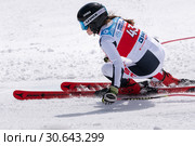 Горнолыжница Дьяченко Эллина Евгеньевна (Сахалинская область). Чемпионат России по горнолыжному спорту, слалом-гигант (2019 год). Редакционное фото, фотограф А. А. Пирагис / Фотобанк Лори