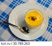 Natillas, typical dessert made of milk, eggs and sugar. Spain. Стоковое фото, фотограф Яков Филимонов / Фотобанк Лори