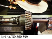 helical tooth gear manufacturing. Grinding machine. Стоковое фото, фотограф Дмитрий Калиновский / Фотобанк Лори
