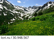 Горы в бассейне реки Большая Дукка, Архыз, КЧР. Стоковое фото, фотограф Оглоблин Андрей Николаевич / Фотобанк Лори