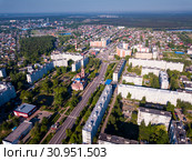 Top view of the city Orekhovo-Zuyevo. Russian Federation (2019 год). Стоковое фото, фотограф Яков Филимонов / Фотобанк Лори