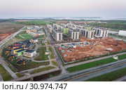 Innopolis city, Tatarstan, Russia. Flight over the city (2019 год). Стоковое фото, фотограф Андрей Пожарский / Фотобанк Лори